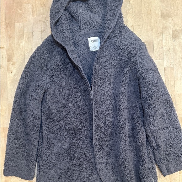 PINK Victoria's Secret Gray Sherpa Fleece - Picture 3 of 6